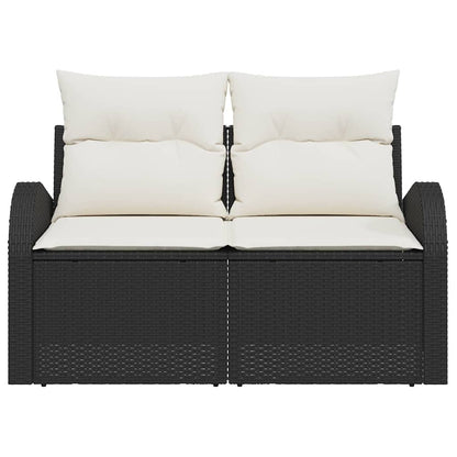 Gartensofa mit Kissen Schwarz 124 x 62 x 69cm Poly-Rattan