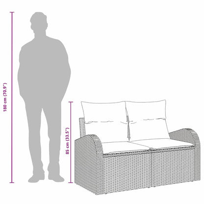 Gartensofa mit Kissen Braun 124 x 62 x 69cm Poly-Rattan
