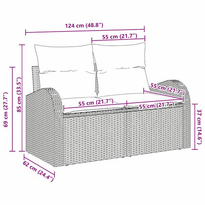 Gartensofa mit Kissen Braun 124 x 62 x 69cm Poly-Rattan