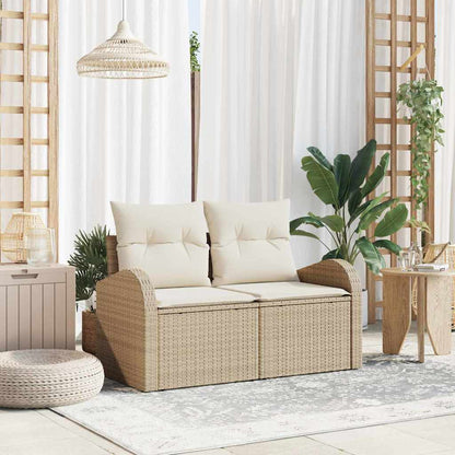 Gartensofa mit Kissen Beige 124 x 62 x 69cm Poly-Rattan