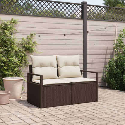 Garten-Sofa mit Kissen 120 x 62 x 69 cm Poly-Rattan