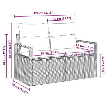 Garten-Sofa mit Kissen 120 x 62 x 69 cm Poly-Rattan