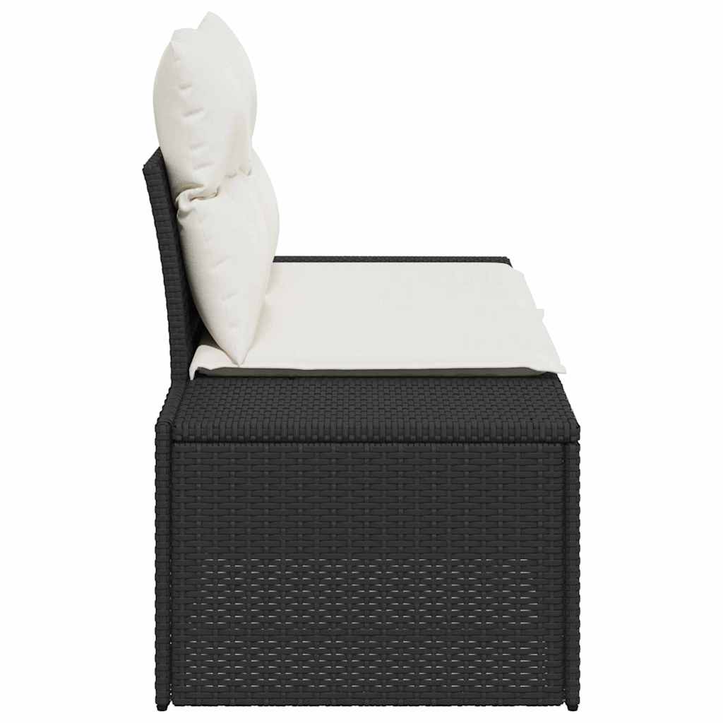 Gartensofa mit Kissen Schwarz 184 x 62 x 69 cm Poly-Rattan