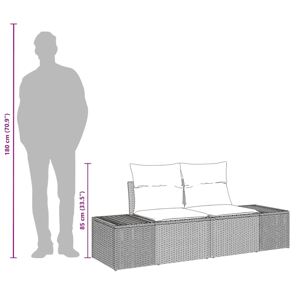 Gartensofa mit Kissen Schwarz 184 x 62 x 69 cm Poly-Rattan