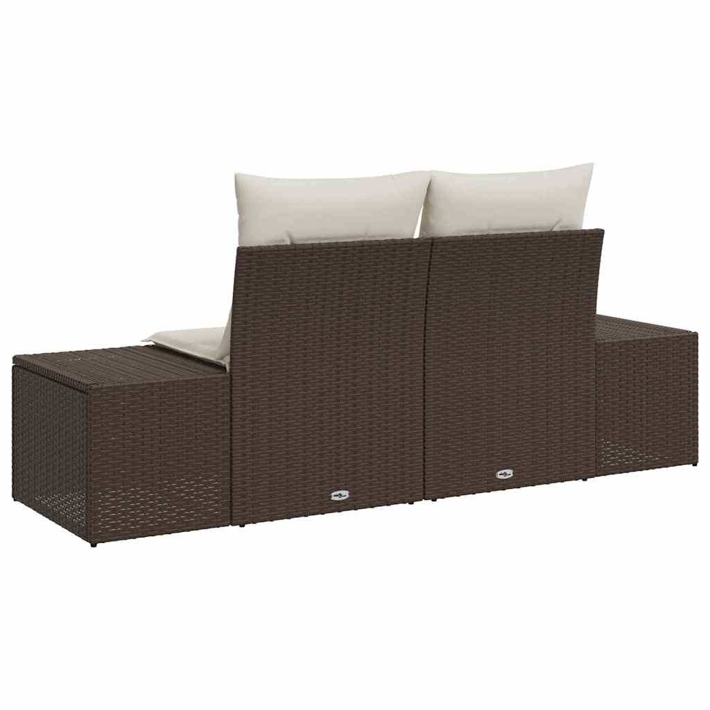 Gartensofa mit Kissen Braun 184 x 62 x 69 cm Poly-Rattan
