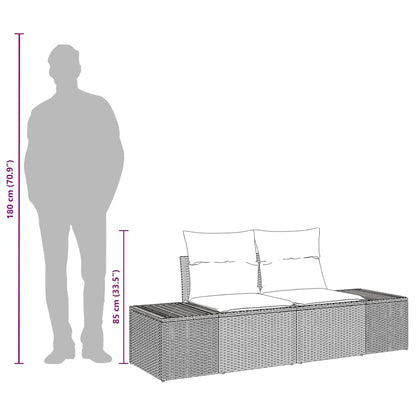 Gartensofa mit Kissen Braun 184 x 62 x 69 cm Poly-Rattan
