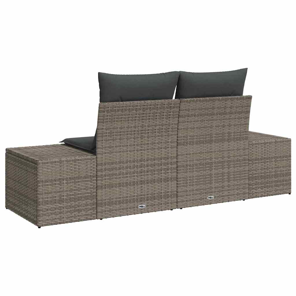 Gartensofa mit Kissen Grau 184 x 62 x 69 cm Poly-Rattan