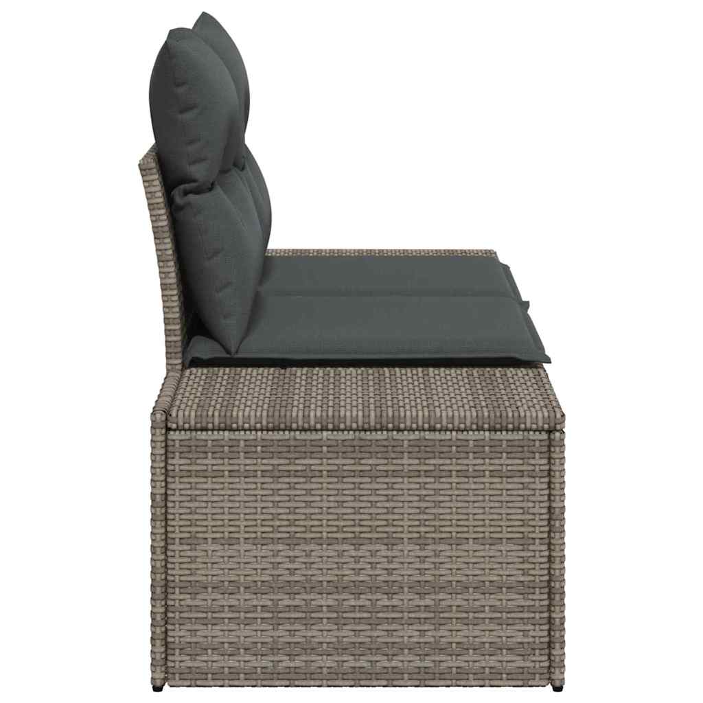 Gartensofa mit Kissen Grau 184 x 62 x 69 cm Poly-Rattan