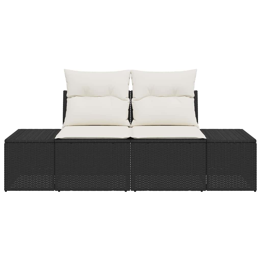 Gartensofa mit Kissen Schwarz 184 x 62 x 69 cm Poly-Rattan