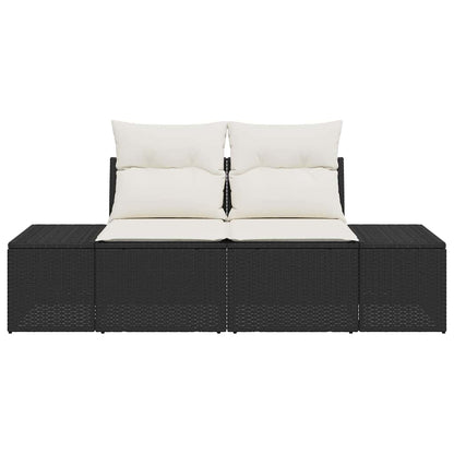 Gartensofa mit Kissen Schwarz 184 x 62 x 69 cm Poly-Rattan