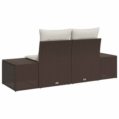 Gartensofa mit Kissen Braun 184 x 62 x 69 cm Poly-Rattan