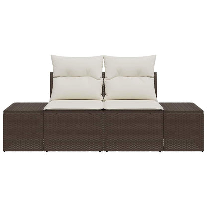 Gartensofa mit Kissen Braun 184 x 62 x 69 cm Poly-Rattan