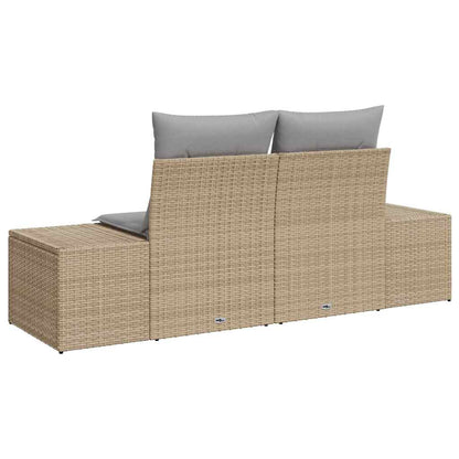 Gartensofa mit Kissen Beige 184 x 62 x 69 cm Poly-Rattan