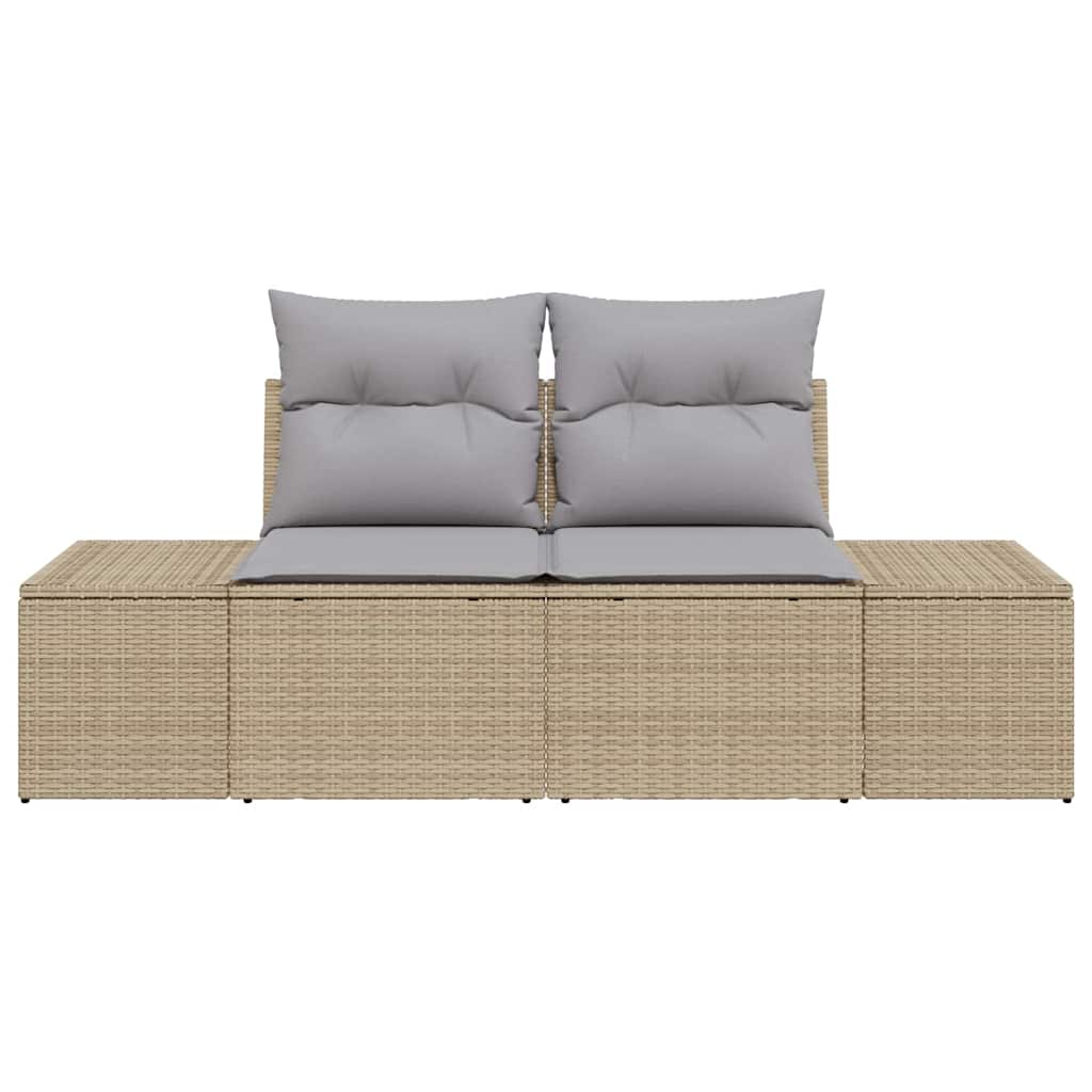 Gartensofa mit Kissen Beige 184 x 62 x 69 cm Poly-Rattan