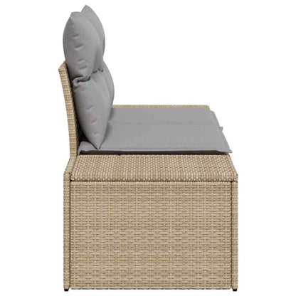 Gartensofa mit Kissen Beige 184 x 62 x 69 cm Poly-Rattan