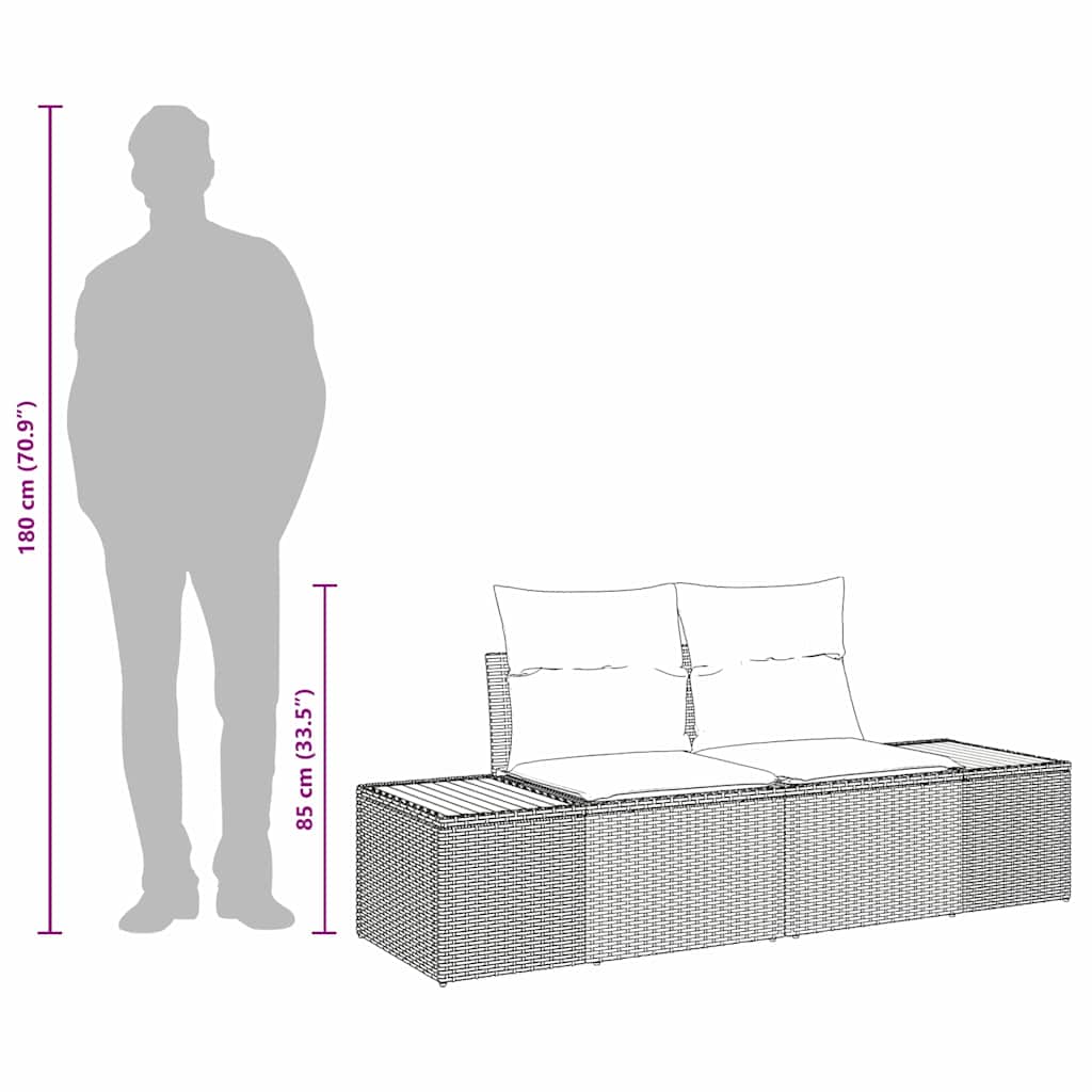 vidaXL Gartensofa Beige 184 x 62 x 85cm Poly-Rattan