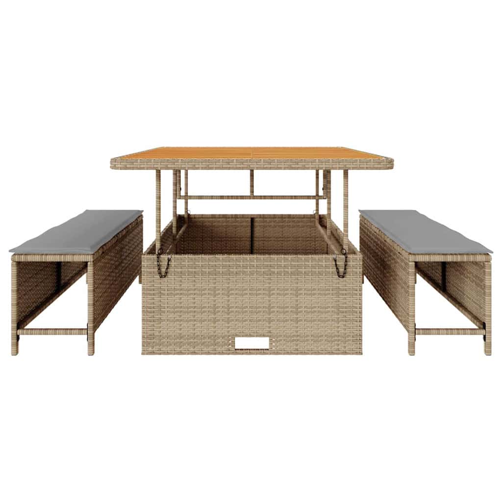 Garten Essgruppe Beige Poly-Rattan