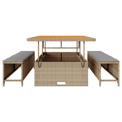 Garten Essgruppe Beige Poly-Rattan