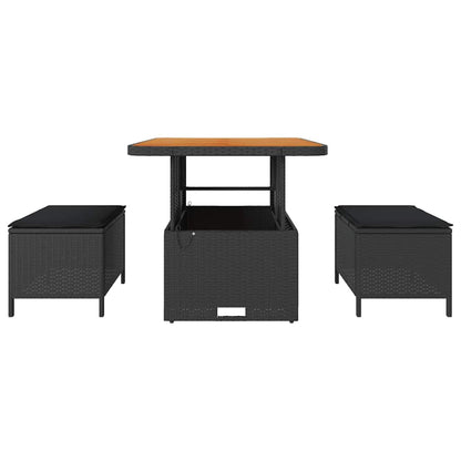 Garten Essgruppe Schwarz Poly-Rattan