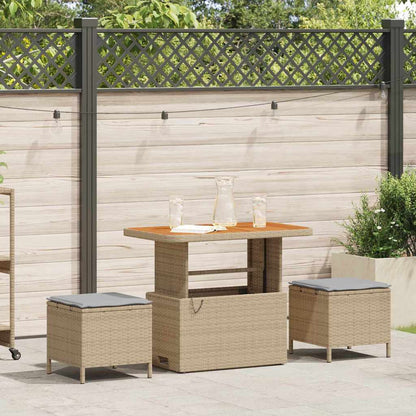 Garten Essgruppe Beige Poly-Rattan