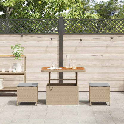 Garten Essgruppe Beige Poly-Rattan