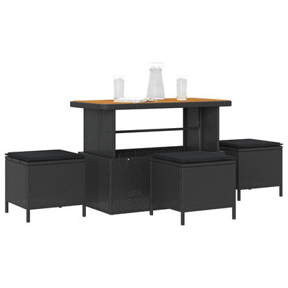 Garten Essgruppe Schwarz Poly-Rattan