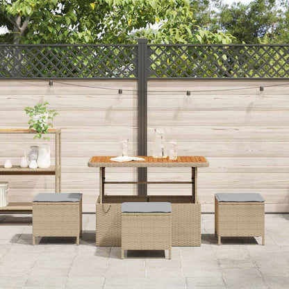 Garten Essgruppe Beige Poly-Rattan
