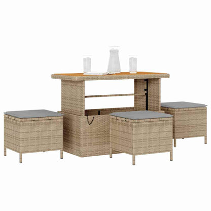 Garten Essgruppe Beige Poly-Rattan