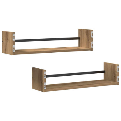 Wandregal Wandmontiert 2 pcs Artisan-Eiche 60 x 16 x 14 cm