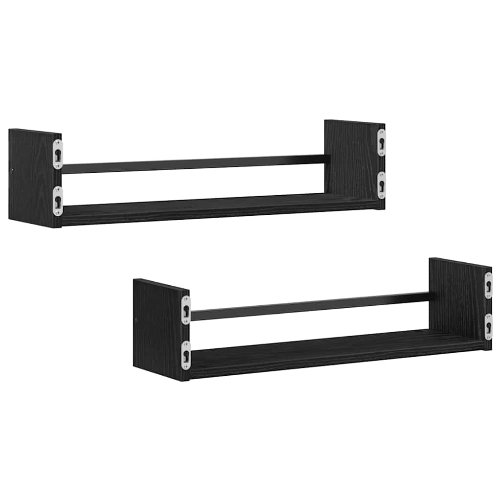 vidaXL Wandregal 2 pcs Schwarz Eichen-Optik 60 x 16 x 14 cm