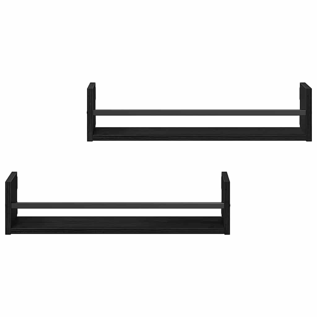 vidaXL Wandregal 2 pcs Schwarz Eichen-Optik 60 x 16 x 14 cm