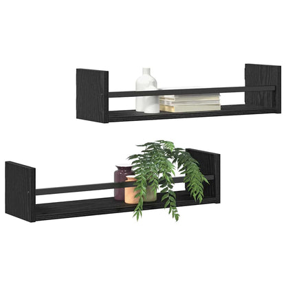 vidaXL Wandregal 2 pcs Schwarz Eichen-Optik 60 x 16 x 14 cm
