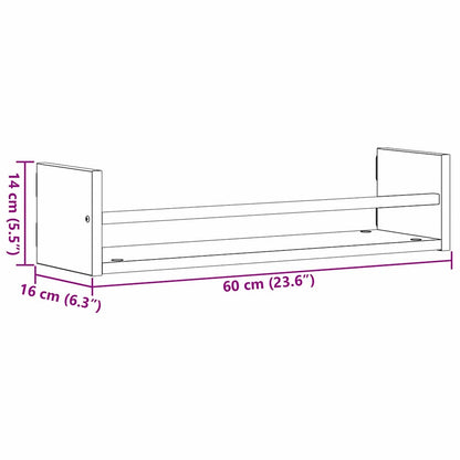 vidaXL Wandregal 2 pcs Schwarz Eichen-Optik 60 x 16 x 14 cm