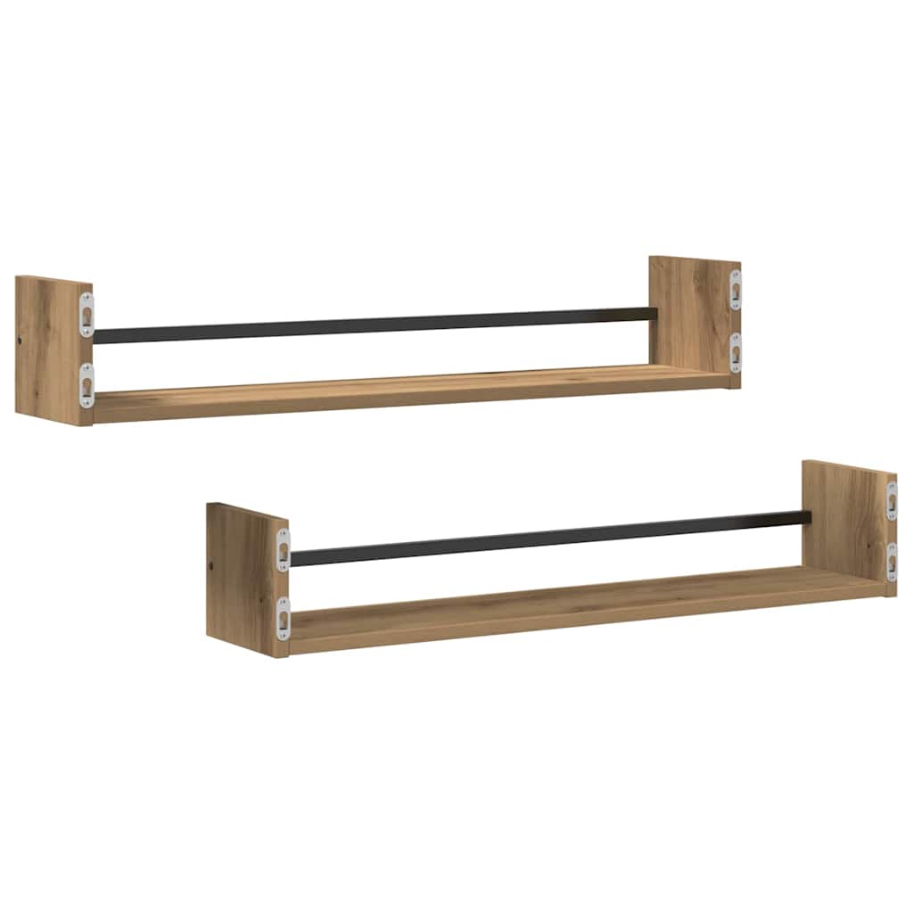 Wandregal Wandmontiert 2 pcs Artisan-Eiche 80 x 16 x 14 cm