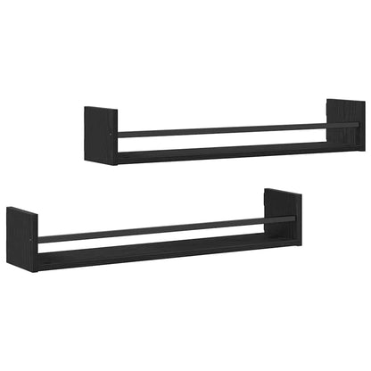 vidaXL Wandregal 2 pcs Schwarz Eichen-Optik 80 x 16 x 14 cm