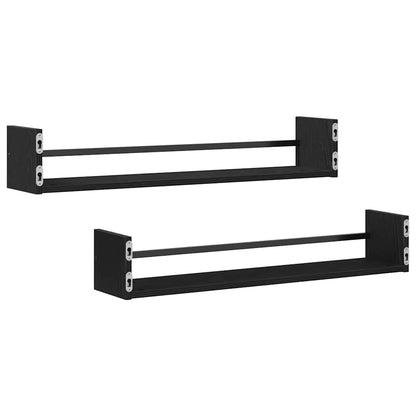 vidaXL Wandregal 2 pcs Schwarz Eichen-Optik 80 x 16 x 14 cm