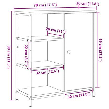 Sideboard Schwarz Eichen-Optik 70 x 30 x 80 cm