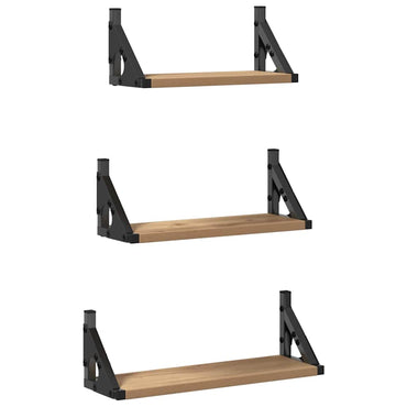 vidaXL Wandregal Wandmontiert mit Speicher 3 pcs Raucharbe