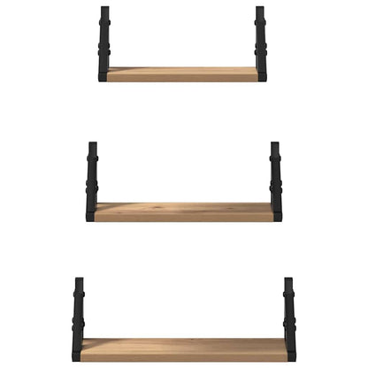 vidaXL Wandregal Wandmontiert mit Speicher 3 pcs Raucharbe