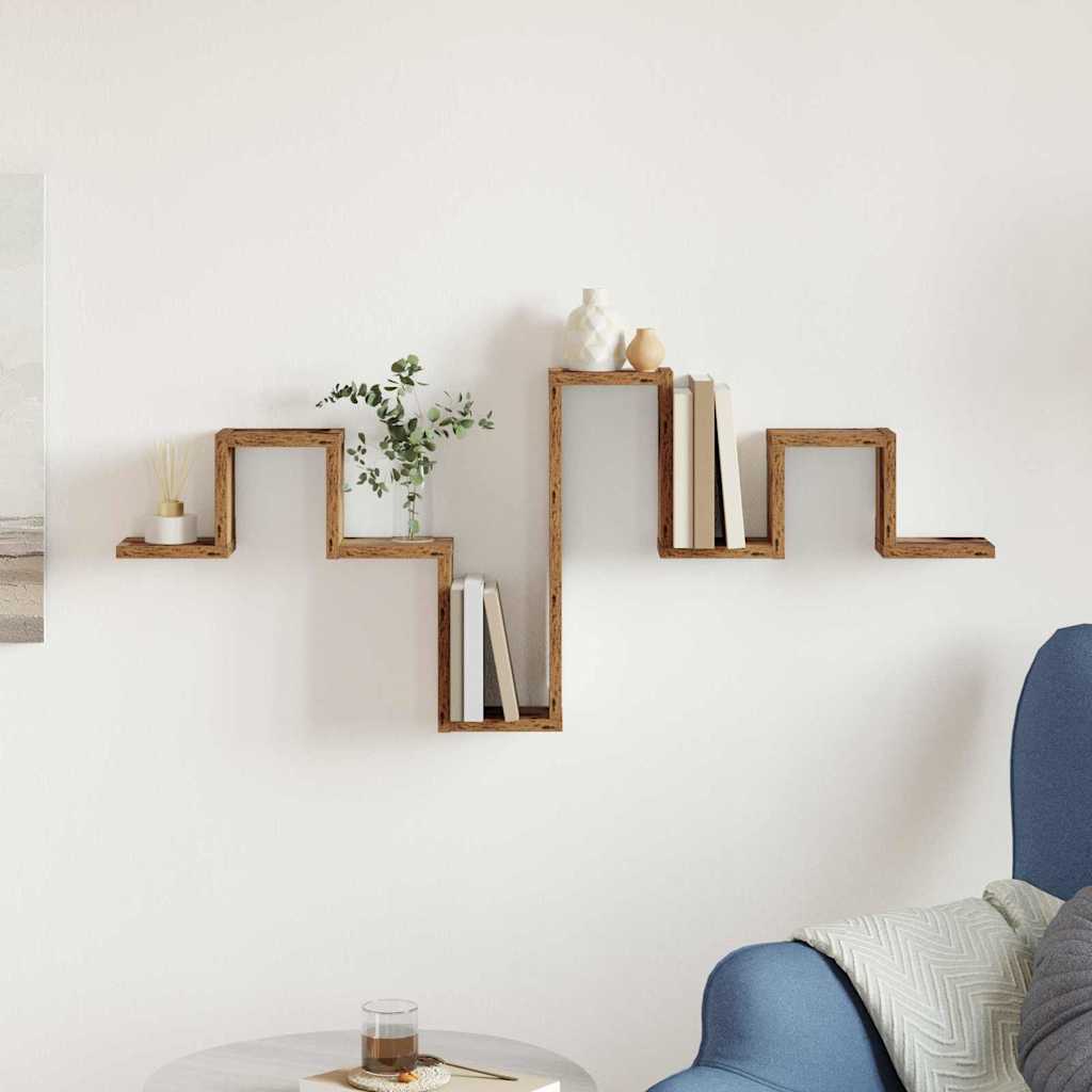 vidaXL Étagère murale suspendue avec rangement en bois de récupération 104,5 x 43 x 10 cm