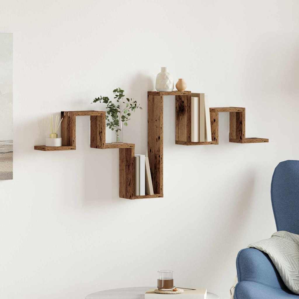 vidaXL Étagère murale suspendue avec rangement en bois de récupération 104,5 x 43 x 10 cm