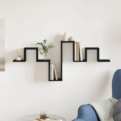 Wandregal Wandmontiert Schwarz Eichen-Optik 104,5 x 43 x 10 cm