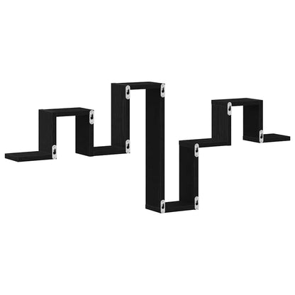 Wandregal Wandmontiert Schwarz Eichen-Optik 104,5 x 43 x 10 cm