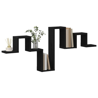 Wandregal Wandmontiert Schwarz Eichen-Optik 104,5 x 43 x 10 cm