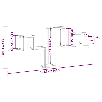 Wandregal Wandmontiert Schwarz Eichen-Optik 104,5 x 43 x 10 cm