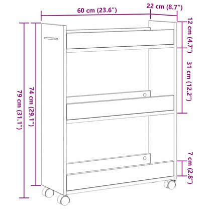 vidaXL Armoire à roulettes Chêne artisan 60 x 22 x 79 cm