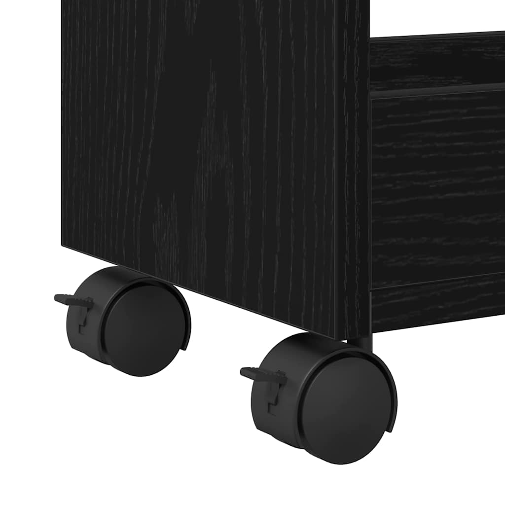 vidaXL Meuble à roulettes noir aspect chêne 60 x 22 x 79 cm