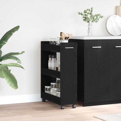 vidaXL Meuble à roulettes noir aspect chêne 60 x 22 x 79 cm