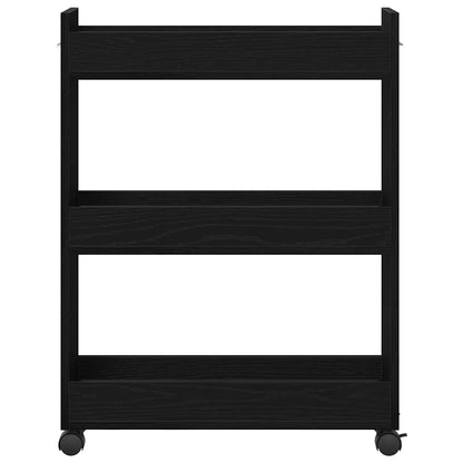 vidaXL Meuble à roulettes noir aspect chêne 60 x 22 x 79 cm