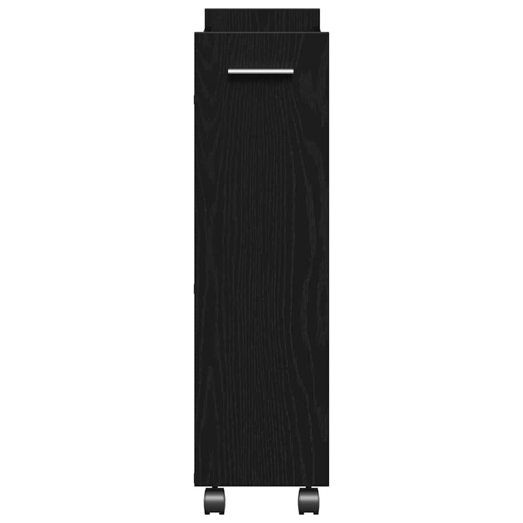 vidaXL Meuble à roulettes noir aspect chêne 60 x 22 x 79 cm